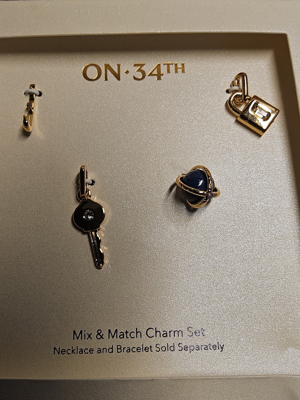 On 34th MIx and Match Charm Set Of Four Gold Tone-NWT